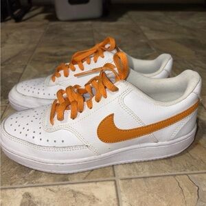 Nike White and Orange Sneakers Classic Low-Top Design
